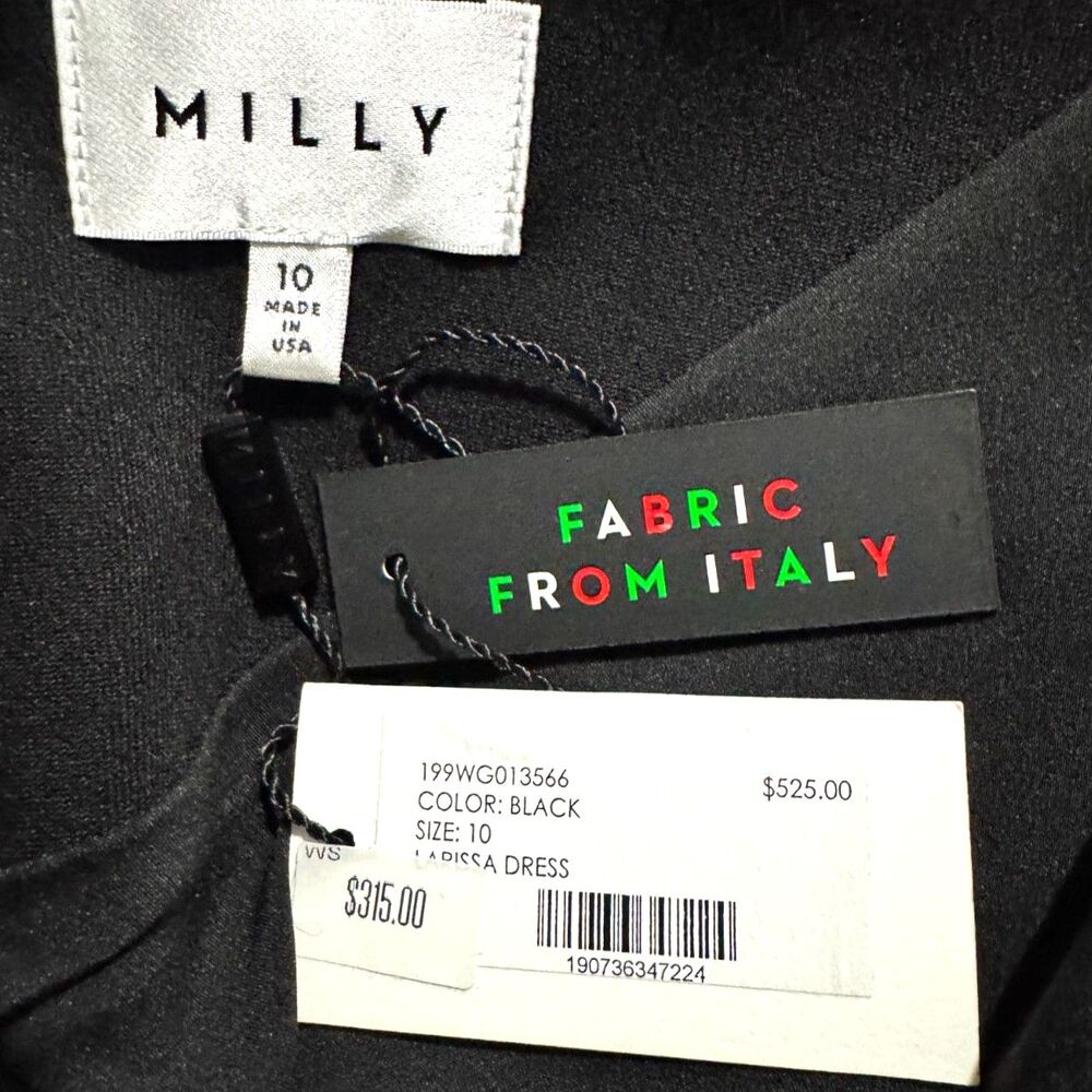 Milly Larissa Dress Black V-Neck Sleeveless Bodycon Cold Shoulder LBD NWT Sz 10 - Picture 7 of 9